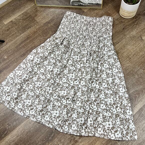 NWT Rails Selena Cafe Floral Skirt Cottagecore a line midi skirt beige - Picture 2 of 4